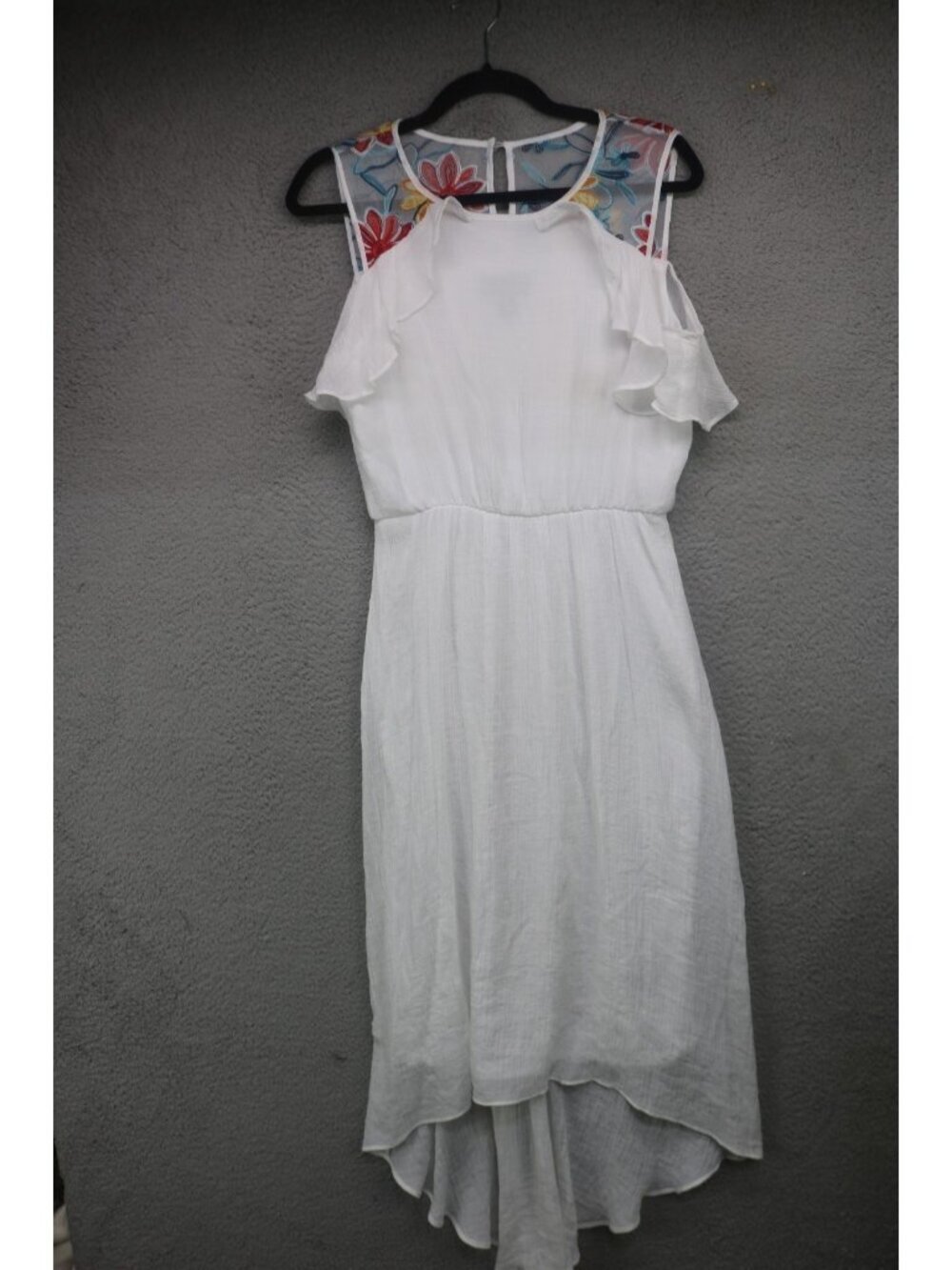 AGB Embroidered Crinkle Mesh Hi Lo Dress-Size Small-Fairy-Cottagecore-Beachy